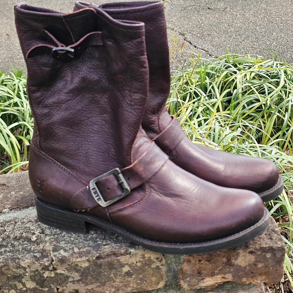 Frye Brown Leather Ankle Boots Size 9 - Picture 3 of 14